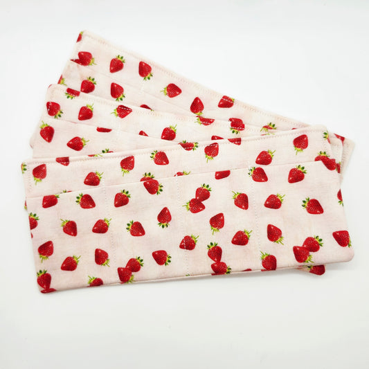 Strawberry Print Padded Insert, Lipstick & Bottle Holder, Travel Pocket Organizer