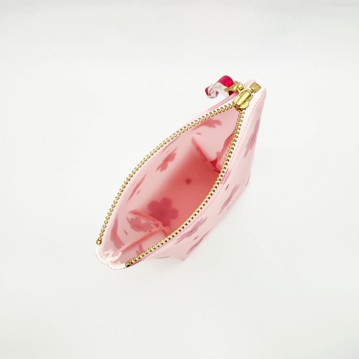 Pink Sakura Blossom Jelly Vinyl Standing Zipper Pouch
