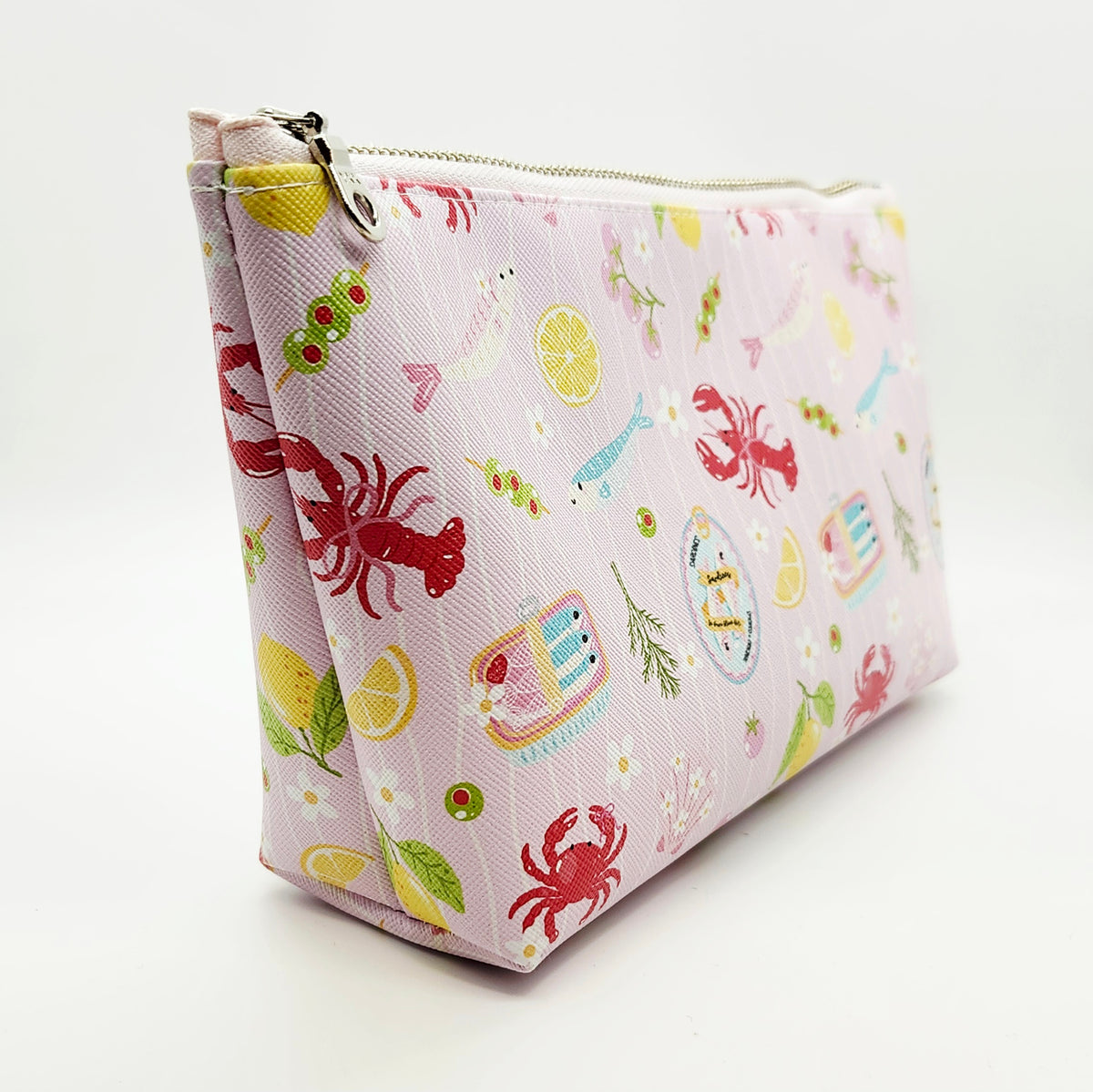 Pink Riviera Vegan Leather Standing Zip Bag