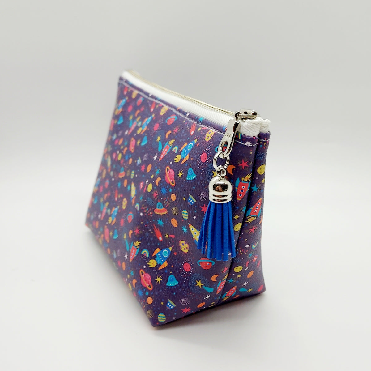 Space Themed Faux Leather Stand Up Zip Bag