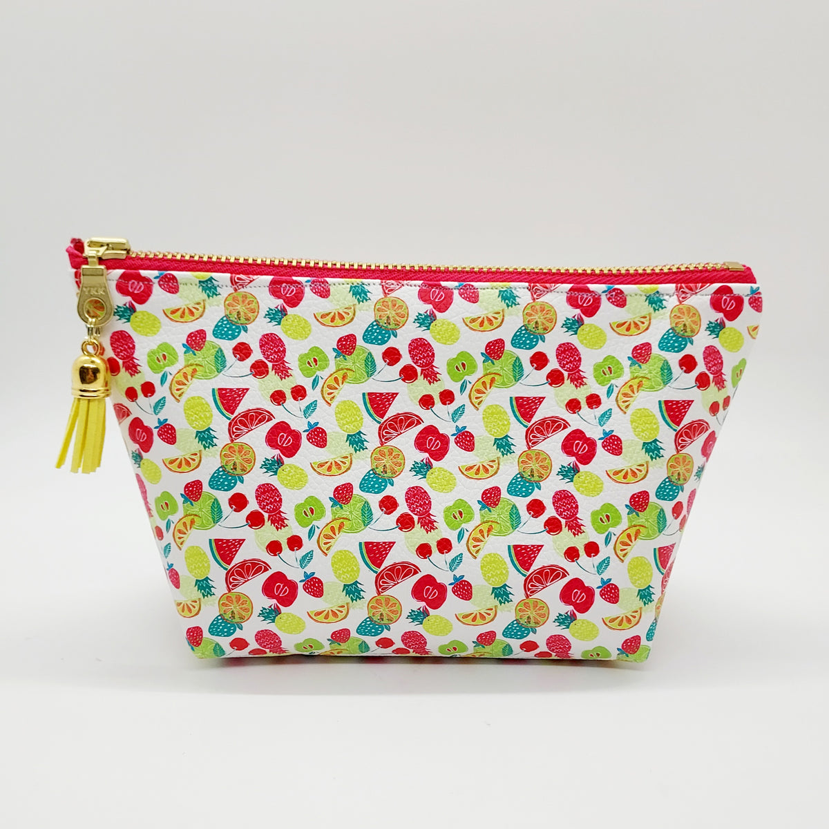 Fruit Salad Print Faux Leather Stand Up Zip Bag