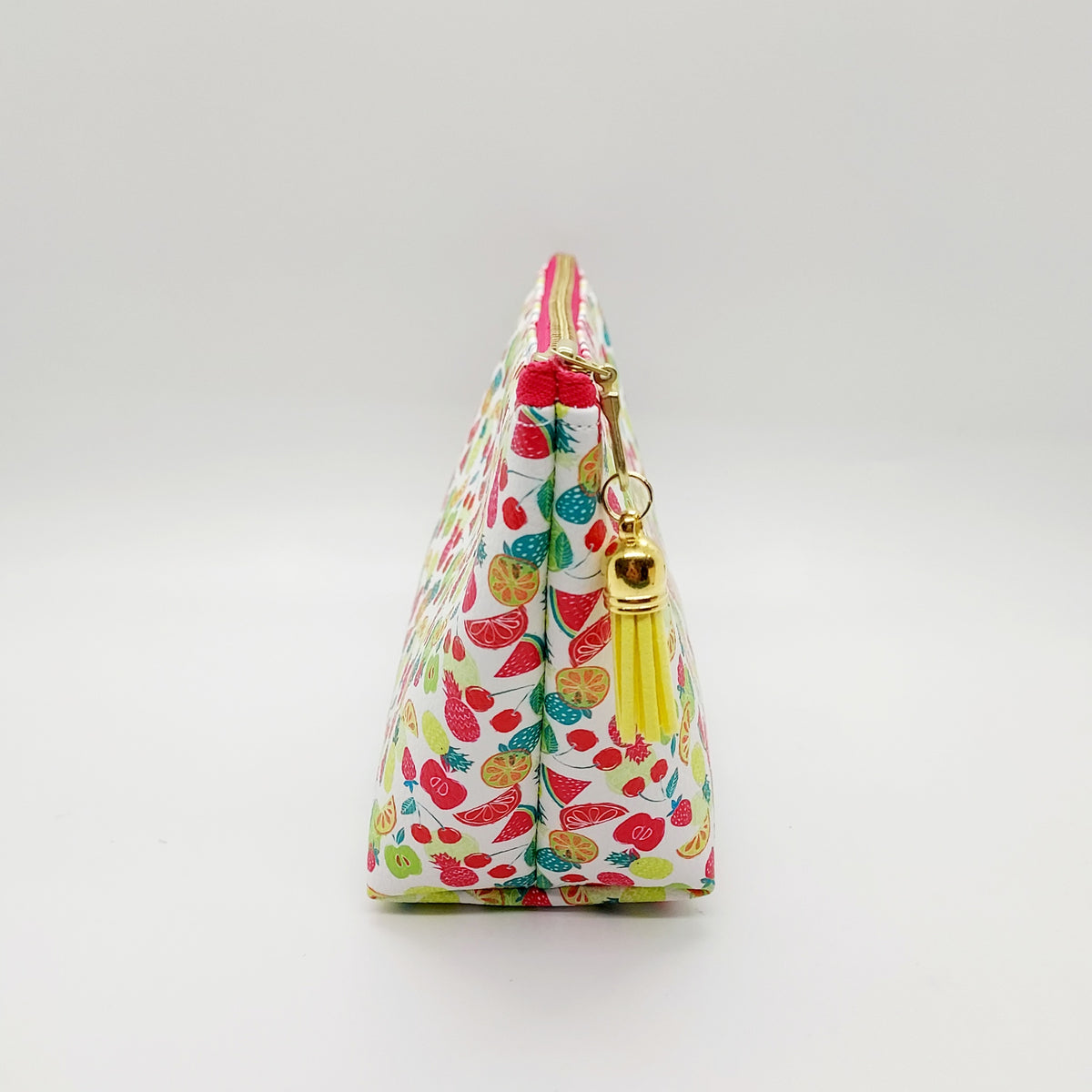 Fruit Salad Print Faux Leather Stand Up Zip Bag