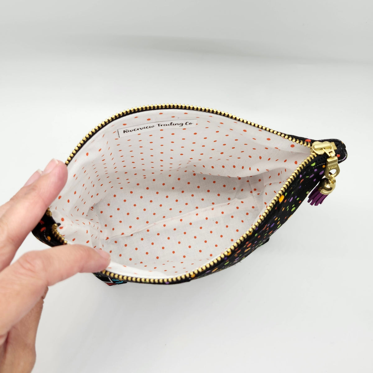 Día de Los Muertos Dogs Polka Dot Makeup Bag