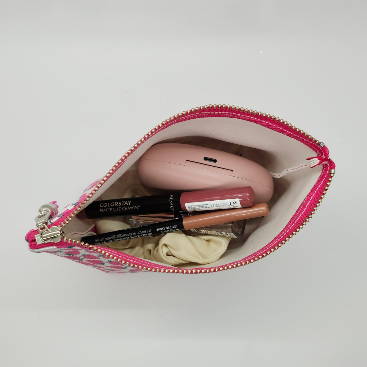 Sweet Strawberry Print Faux Leather Stand Up Zip Bag