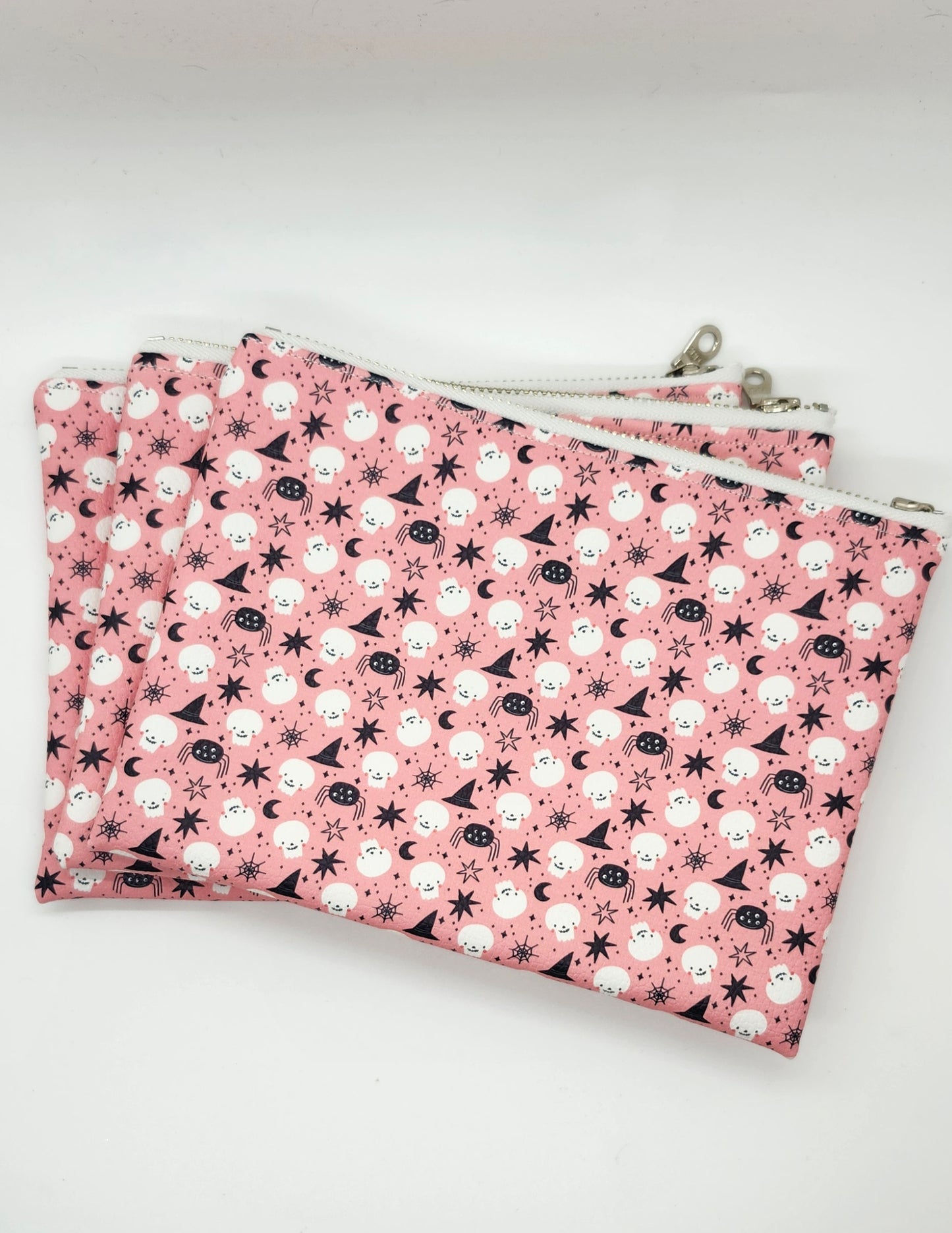 Halloween Icon Print Vegan Leather Lay Flat Zip Bag