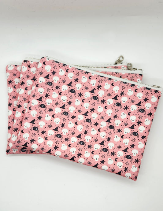 Halloween Icon Print Vegan Leather Lay Flat Zip Bag