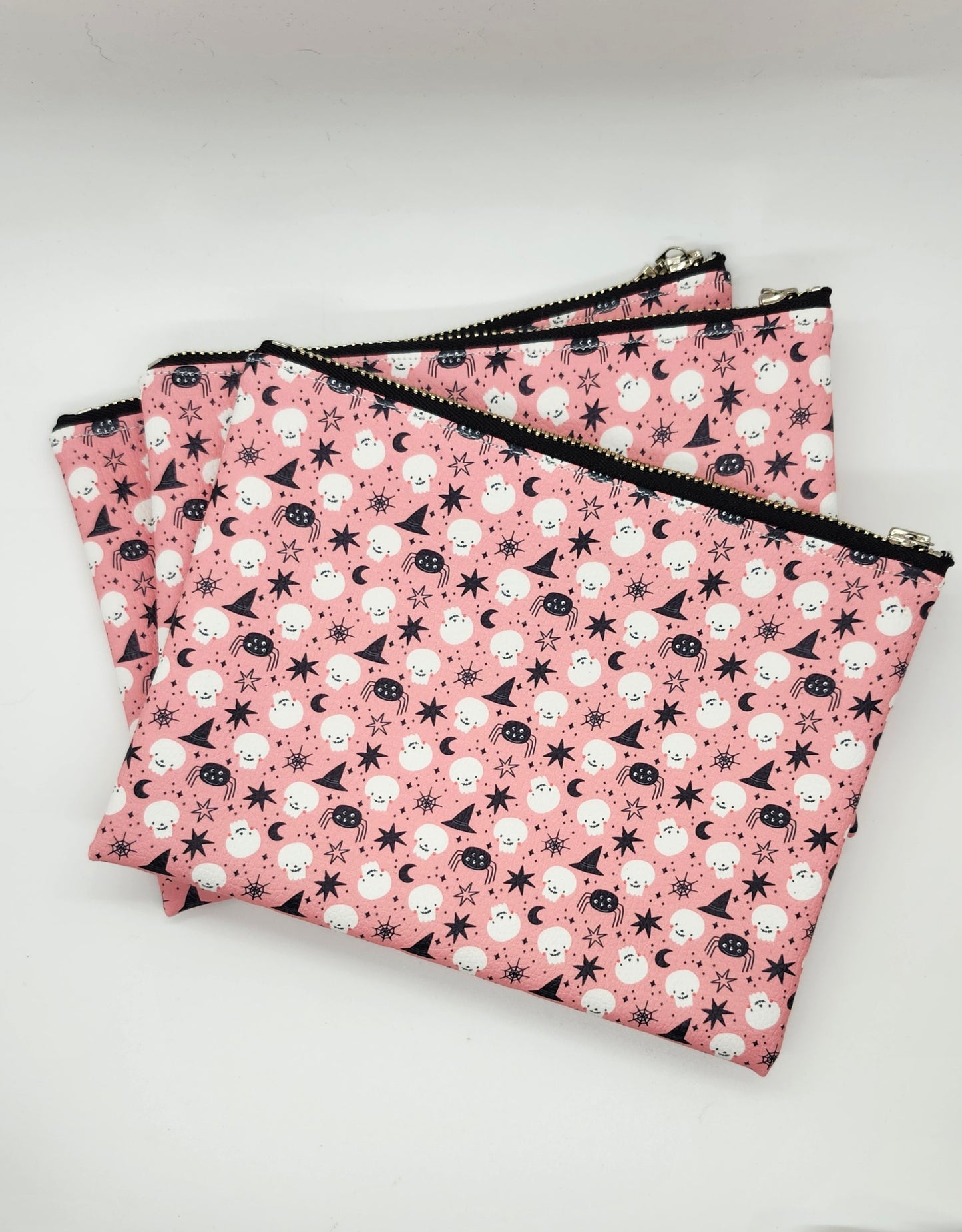 Halloween Icon Print Vegan Leather Lay Flat Zip Bag