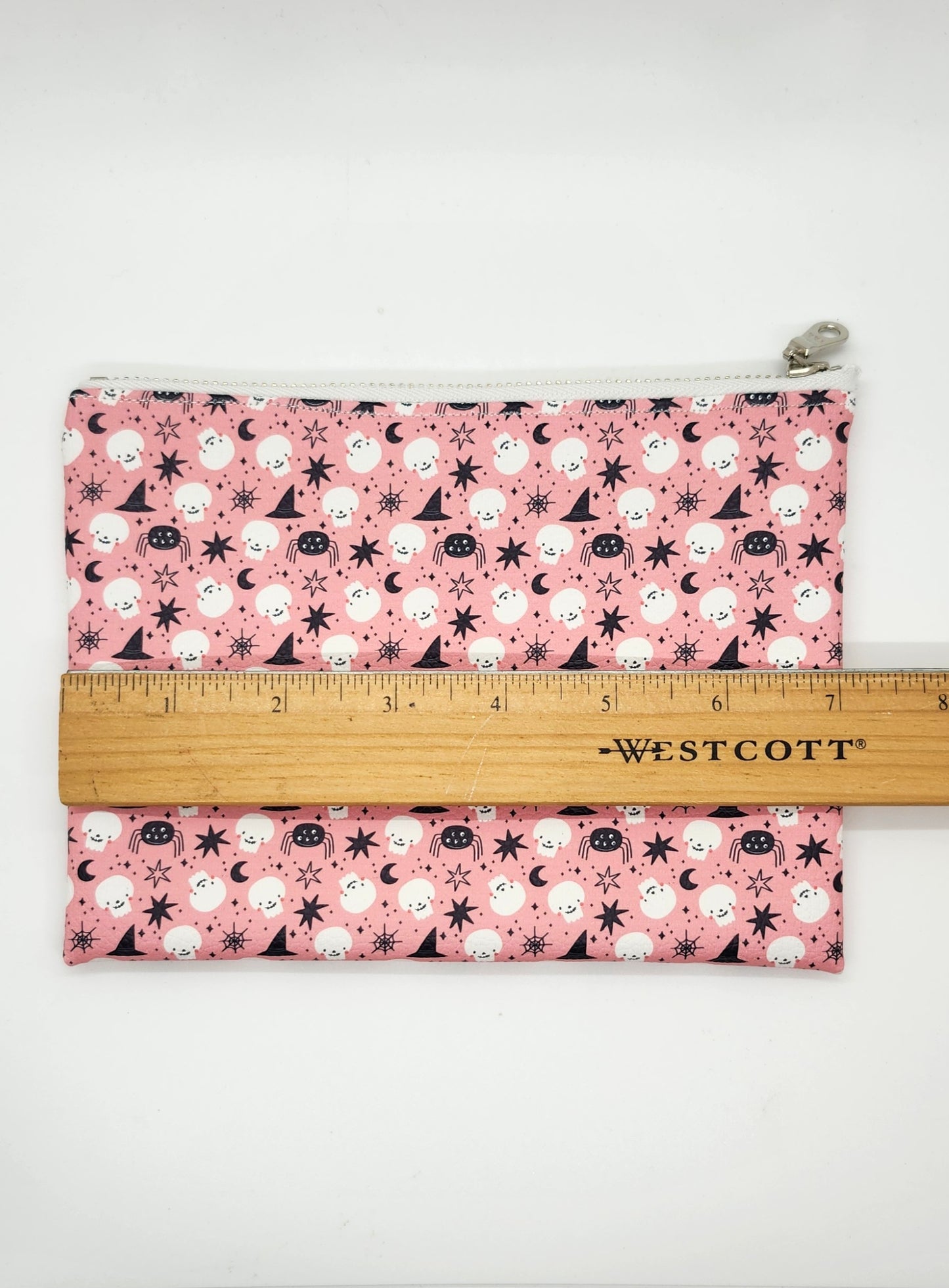 Halloween Icon Print Vegan Leather Lay Flat Zip Bag