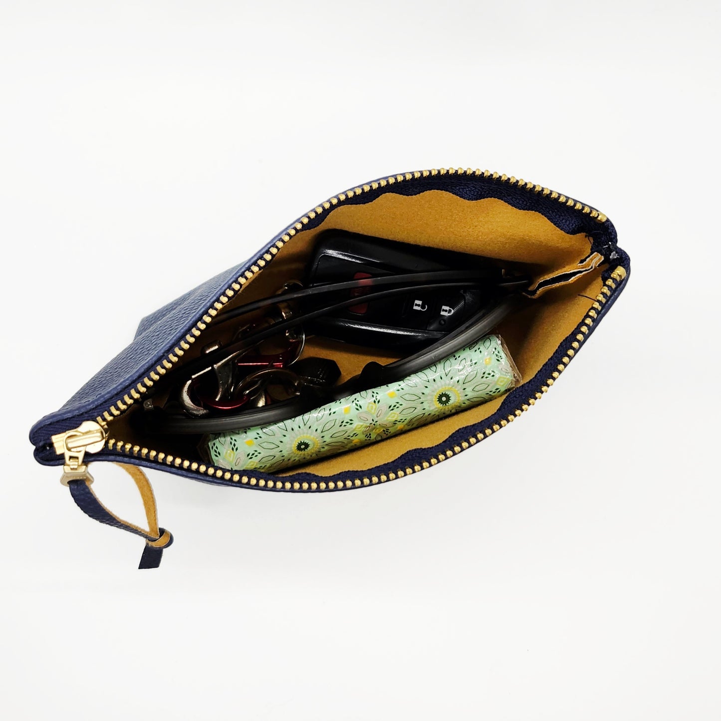 Pebbled Faux Leather Stand Up Zip Bag