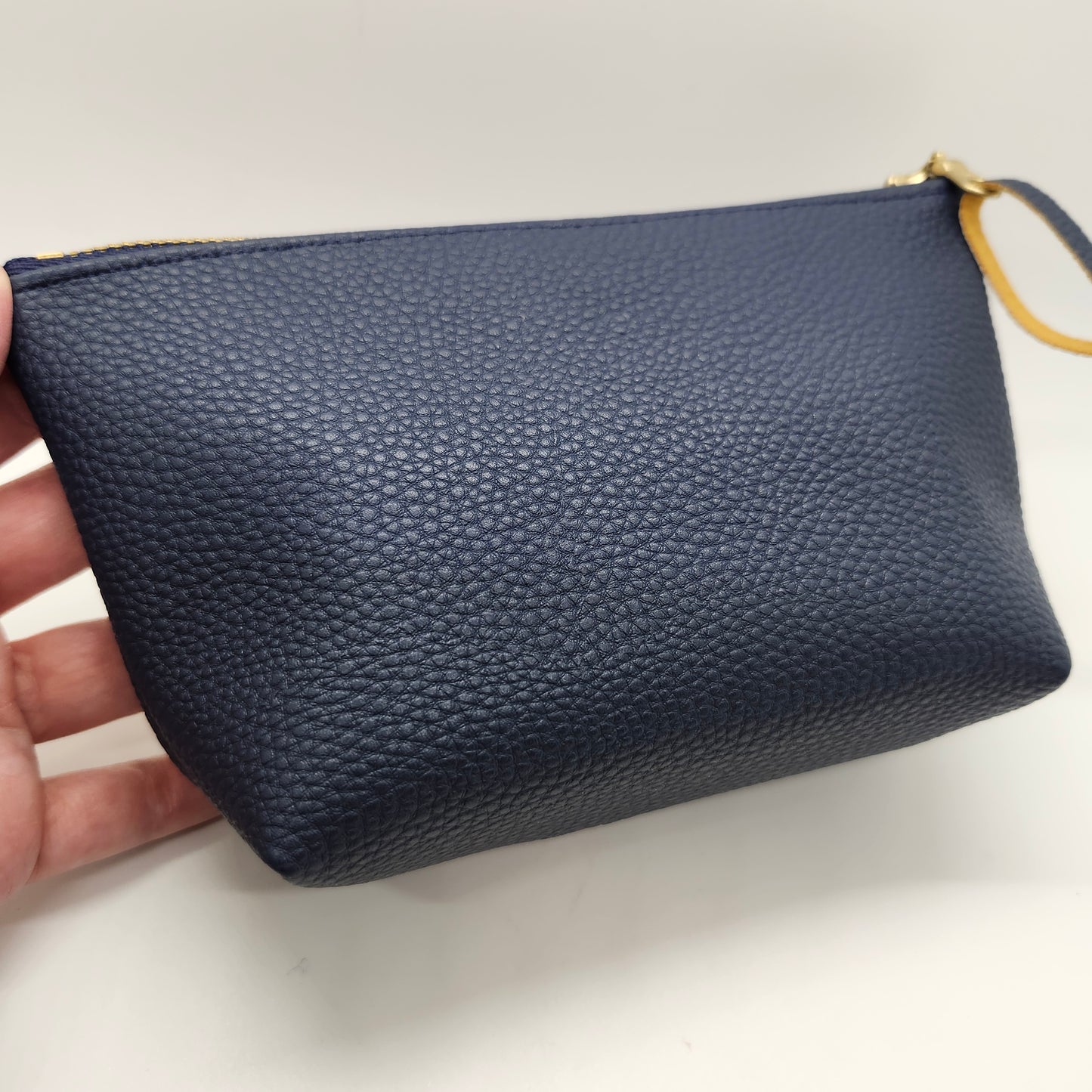 Pebbled Faux Leather Stand Up Zip Bag