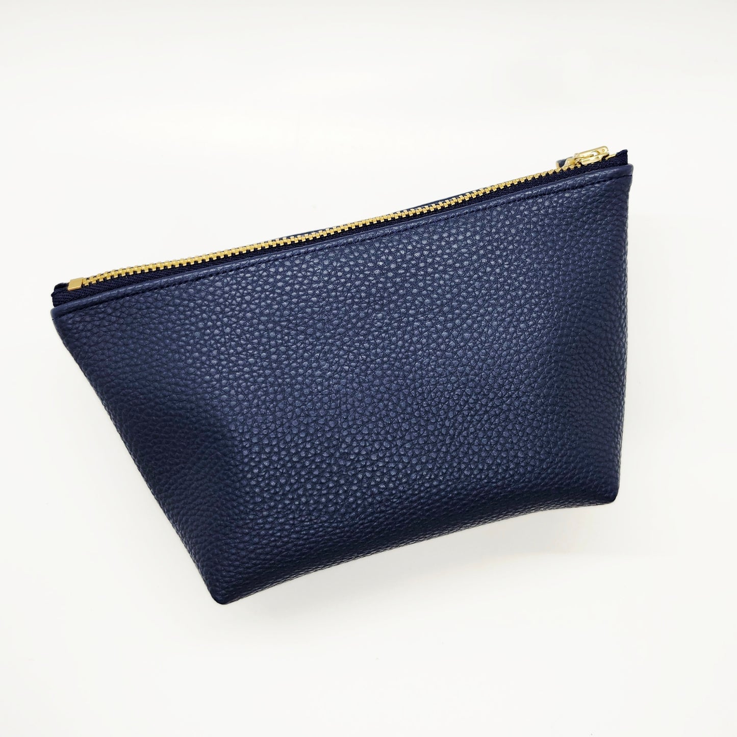 Pebbled Faux Leather Stand Up Zip Bag