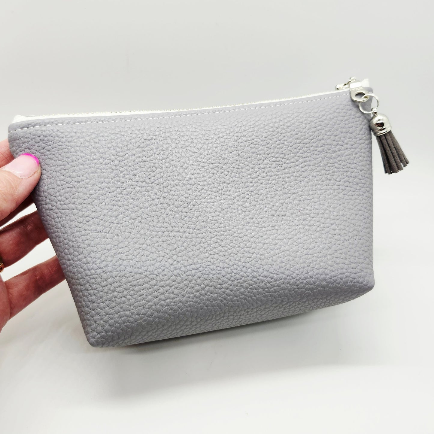Pebbled Faux Leather Stand Up Zip Bag