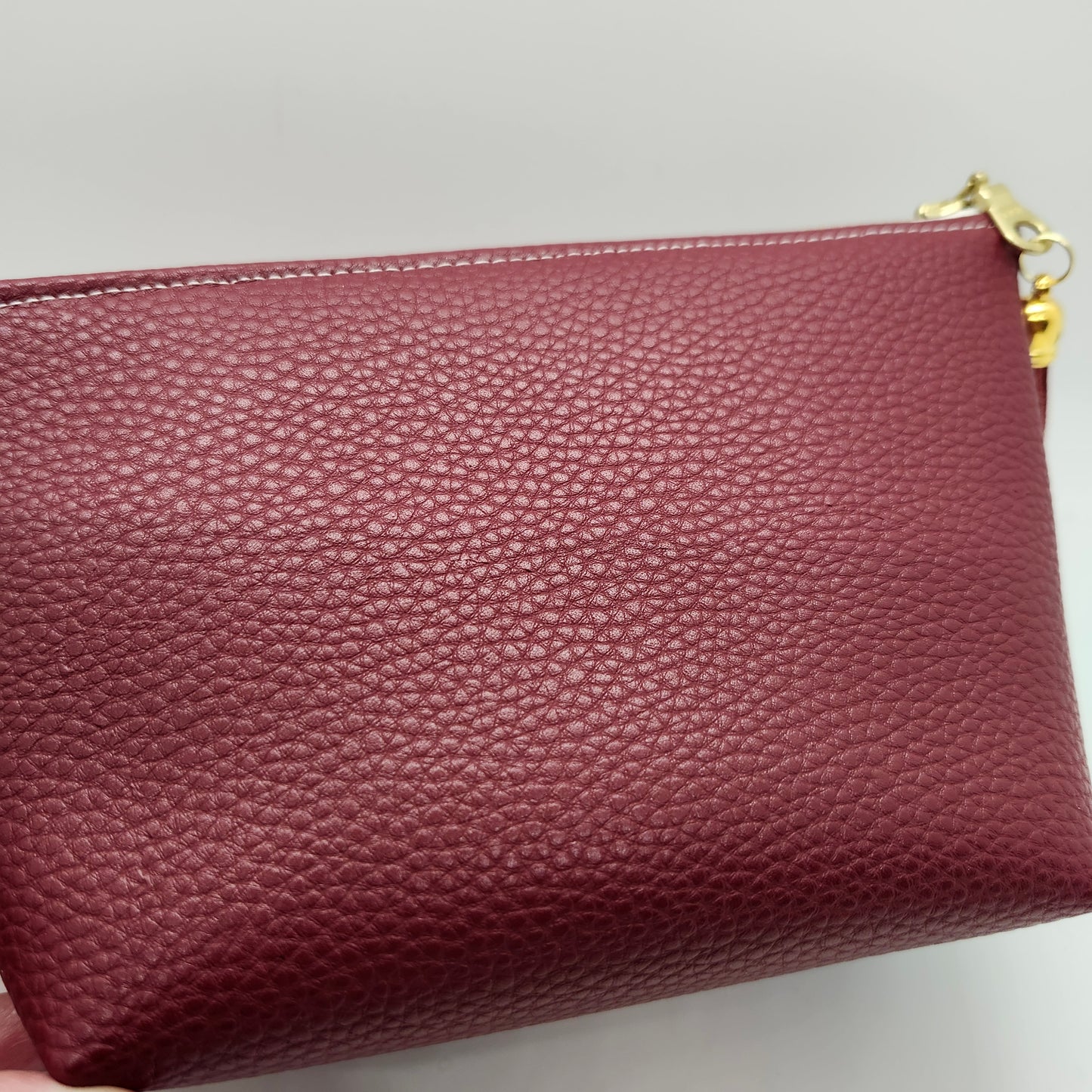 Pebbled Faux Leather Stand Up Zip Bag