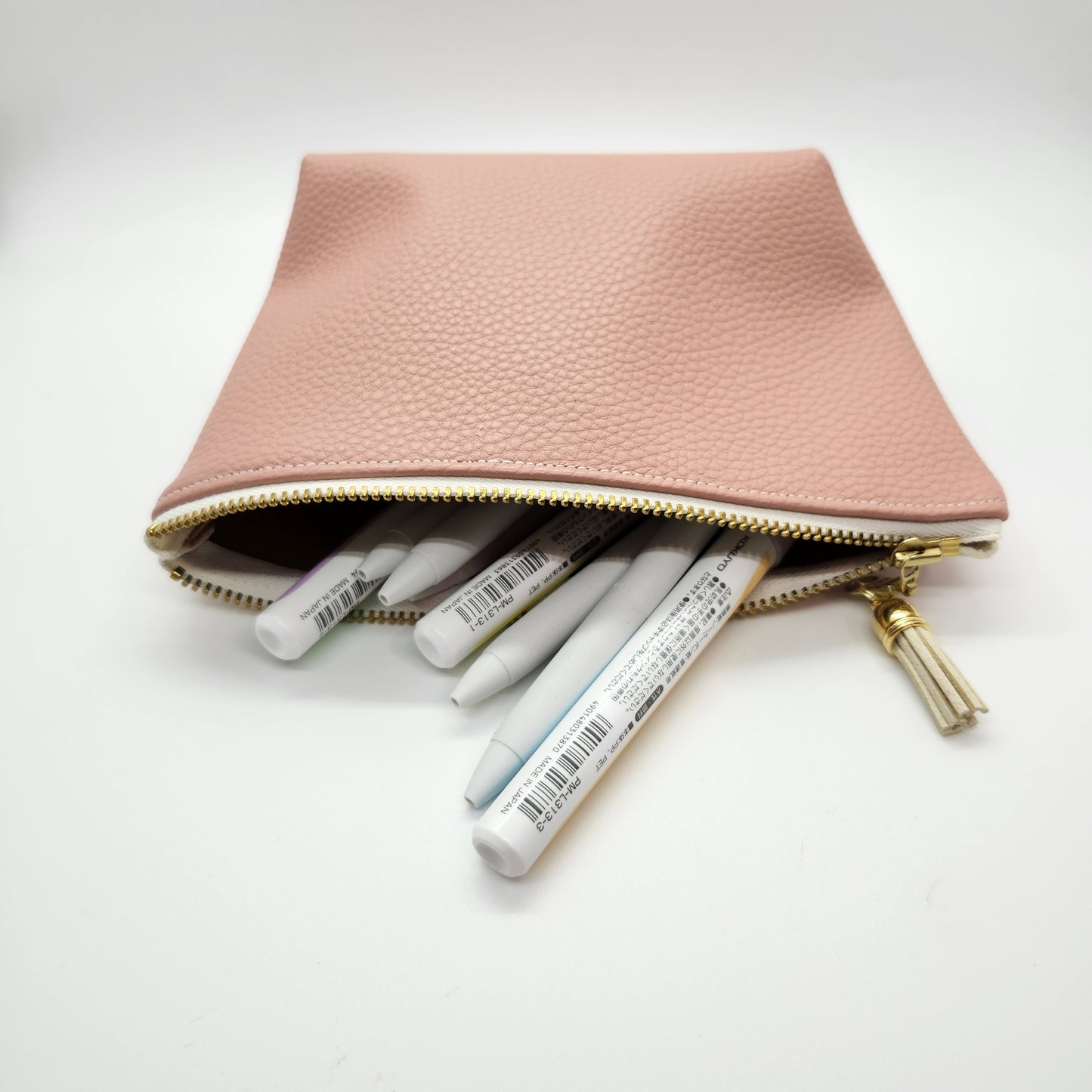 Pebbled Faux Leather Stand Up Zip Bag, Pretty Pink Editions