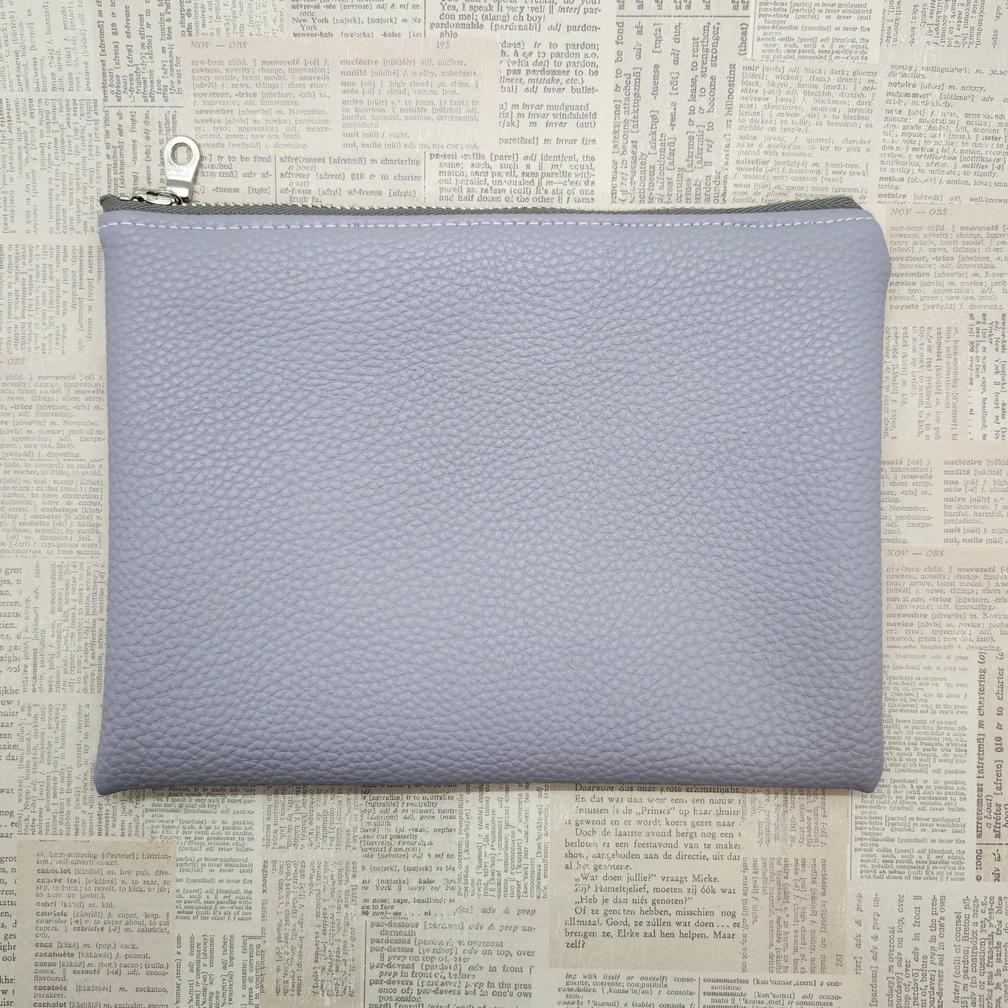 Pebbled Faux Leather Flat Zip Bag