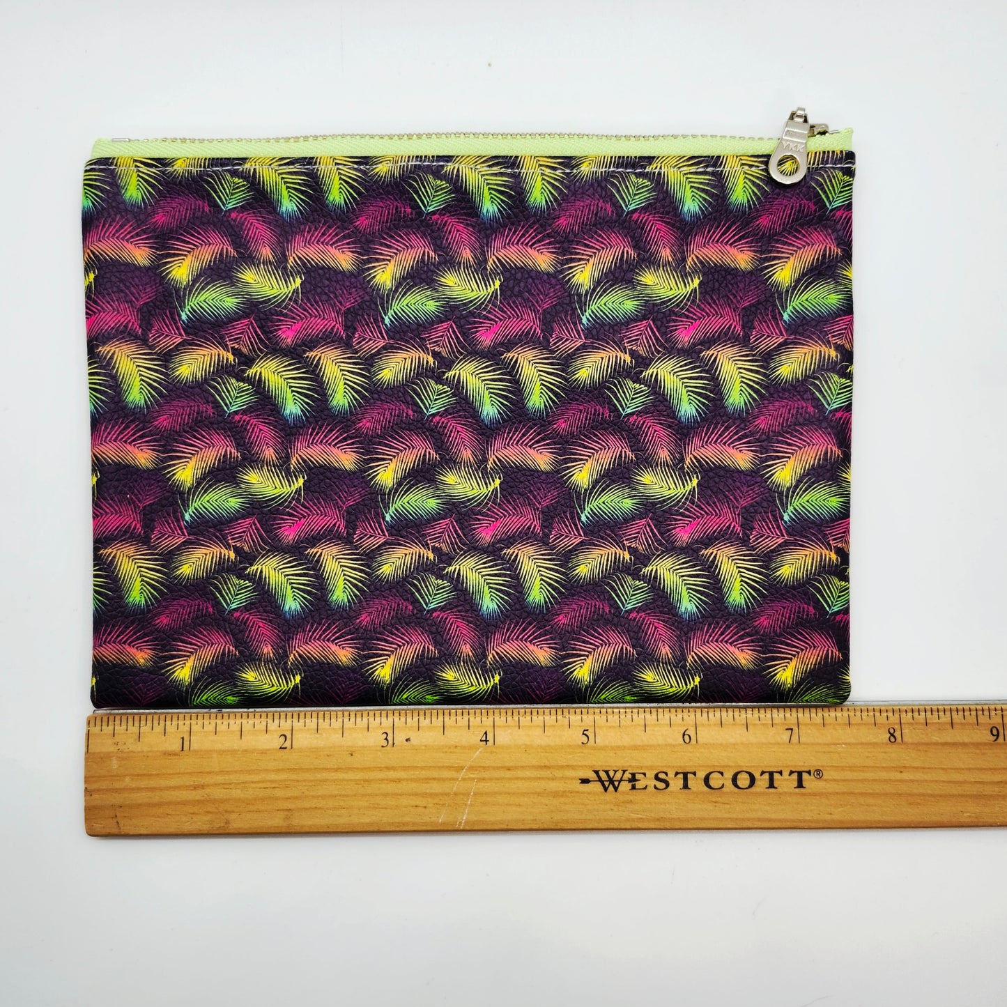 Smooth Faux Leather Flat Zip Bag, Neon Summer Editions
