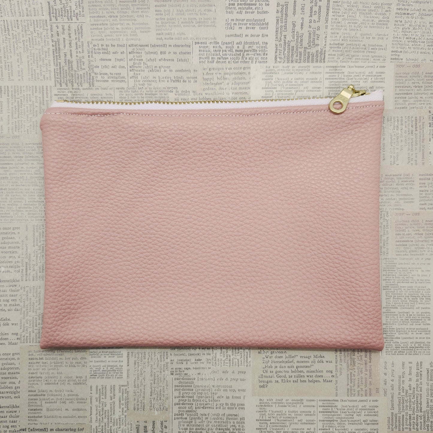 Pebbled Faux Leather Flat Zip Bag