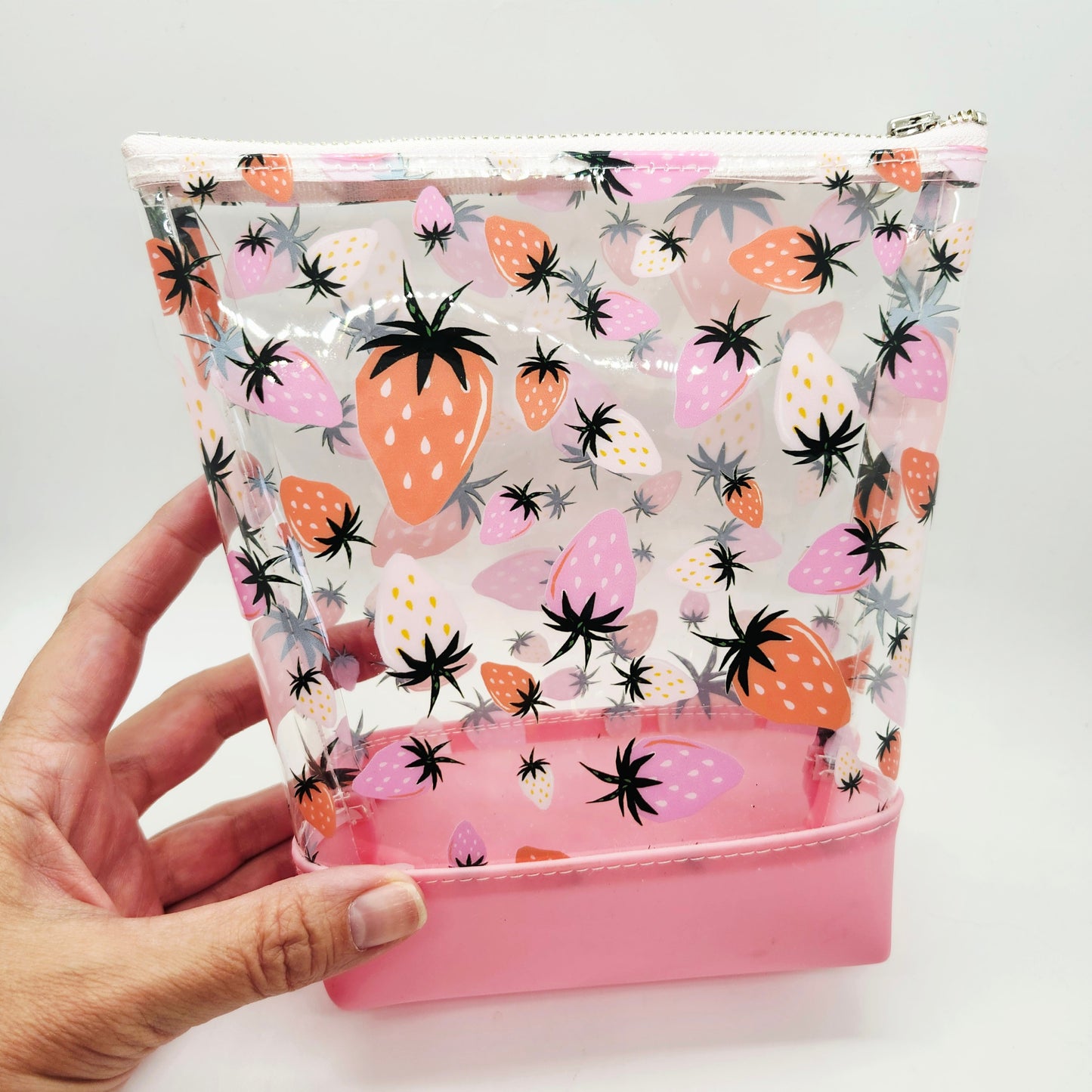 Dual Jelly + Printed Vinyl Standing Zippered Bag