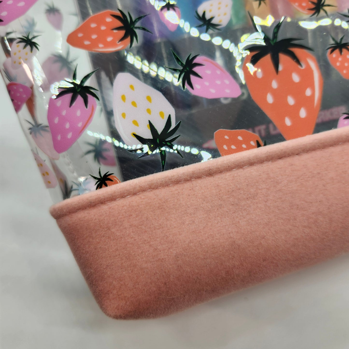 Dual Velvet + Printed Vinyl Standing Zippered Bag