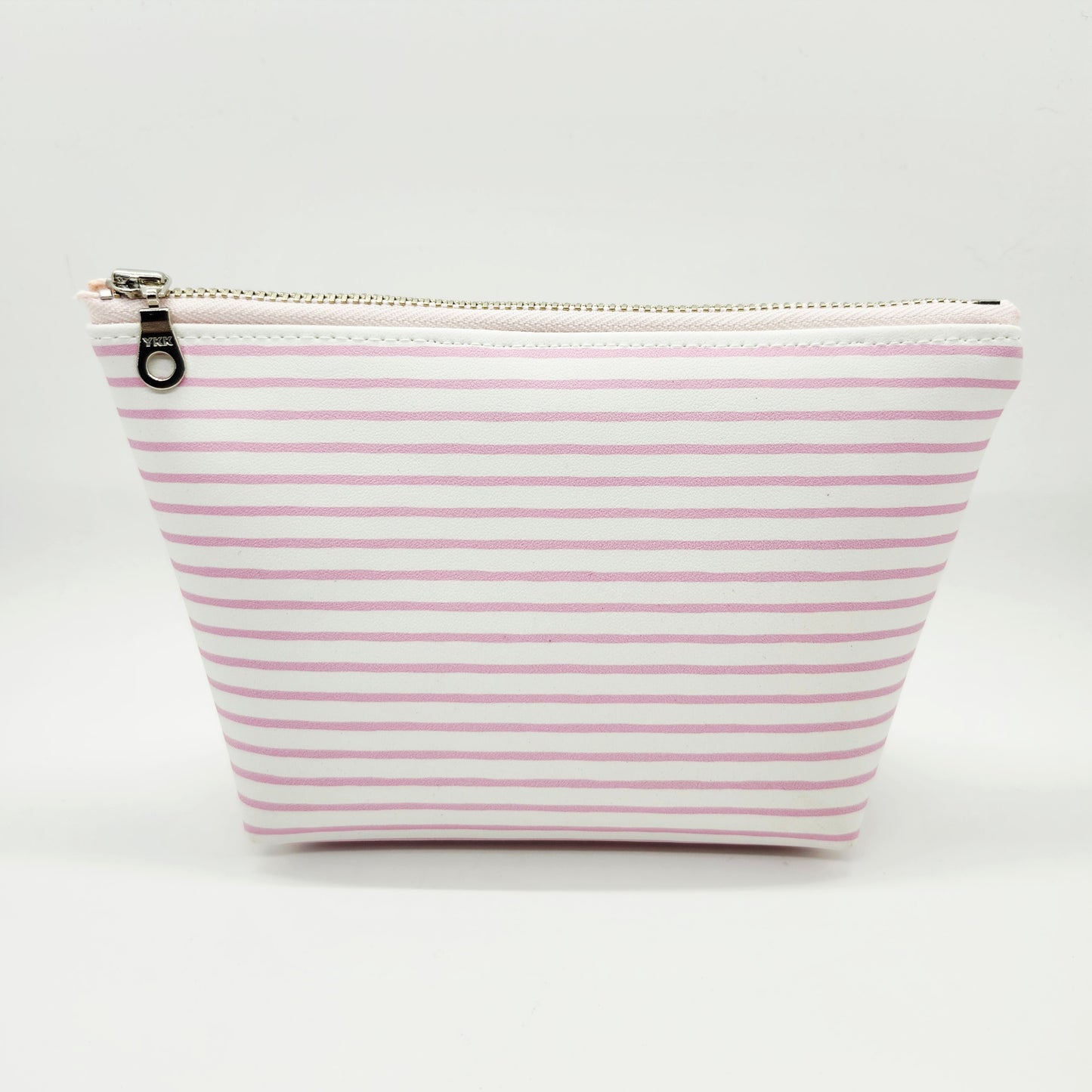 Smooth Faux Leather Stand Up Zip Bag, Striped Editions