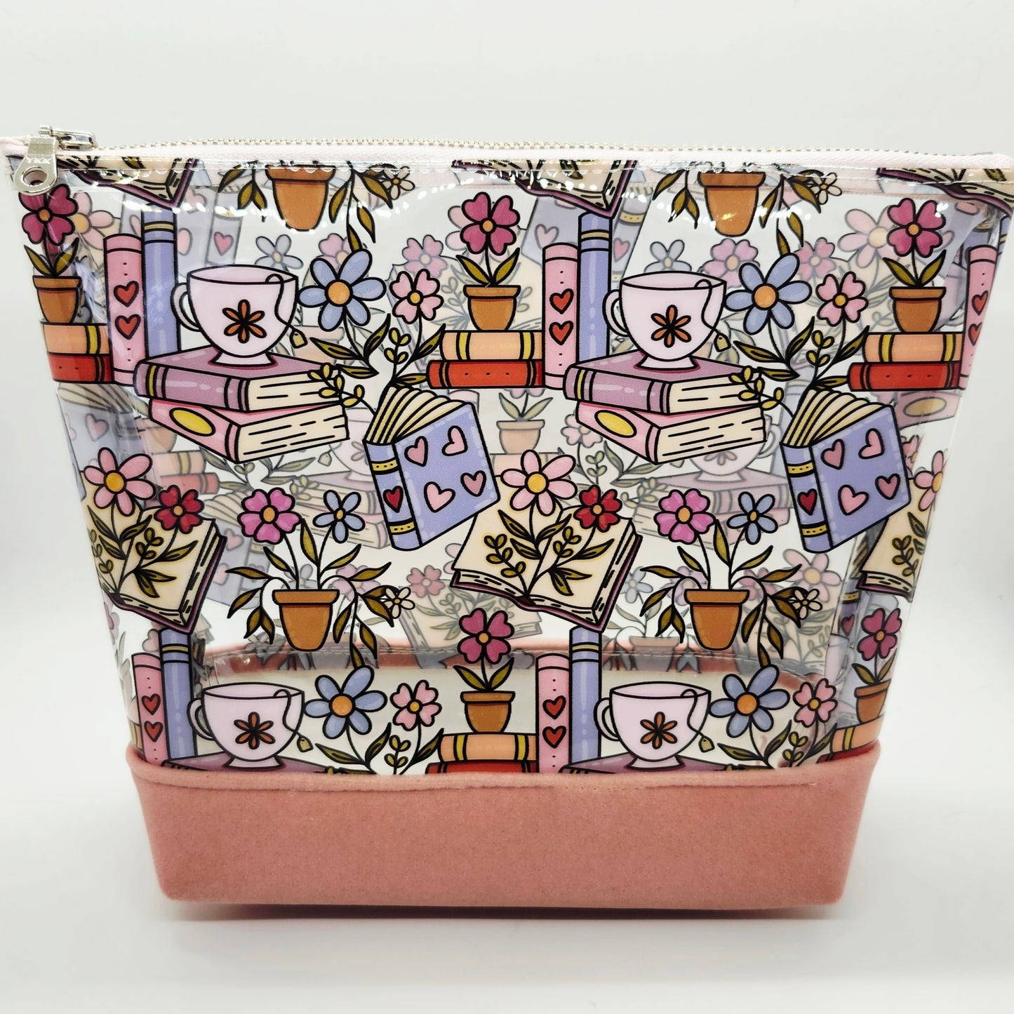 Dual Velvet + Printed Vinyl Standing Zippered Bag