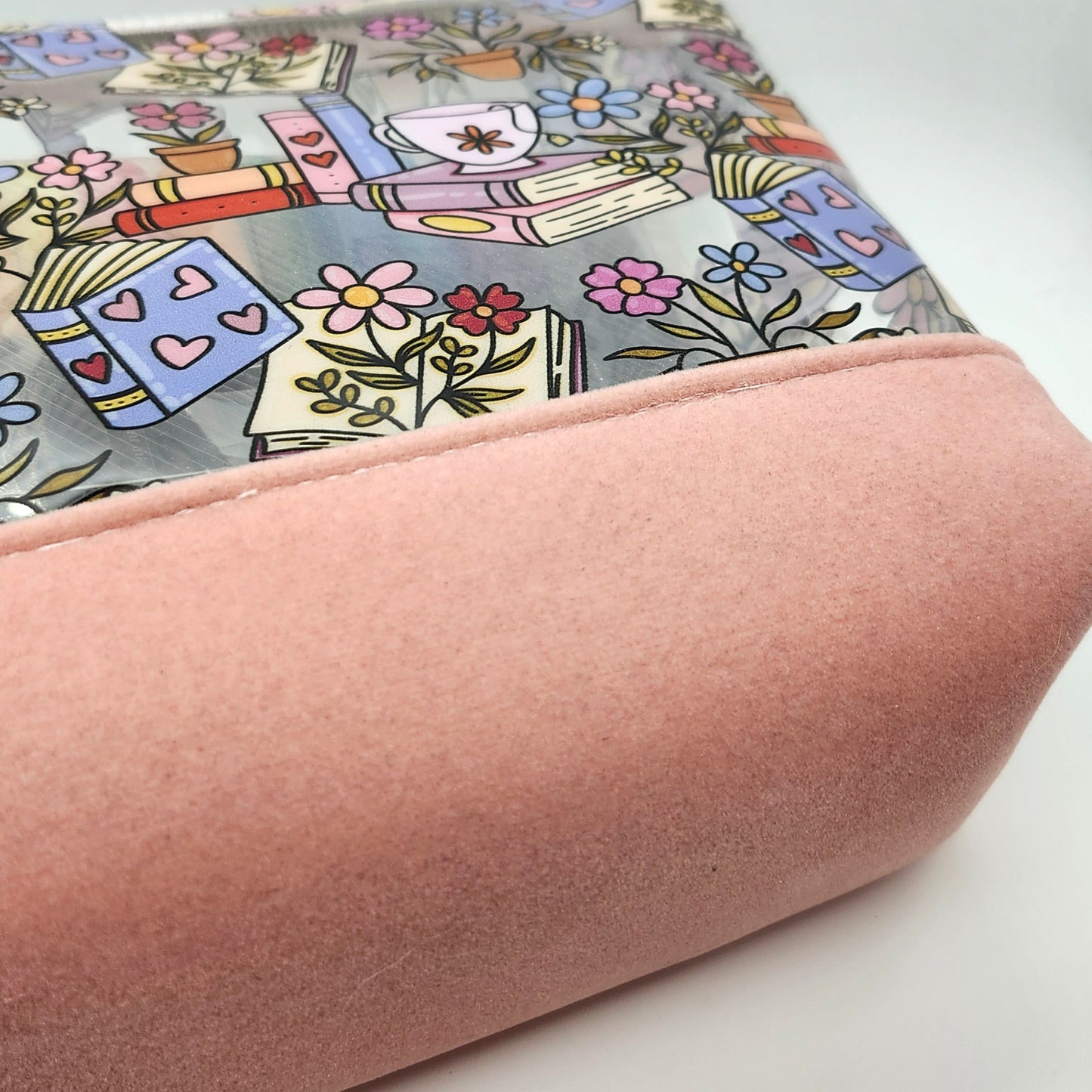 Dual Velvet + Printed Vinyl Standing Zippered Bag