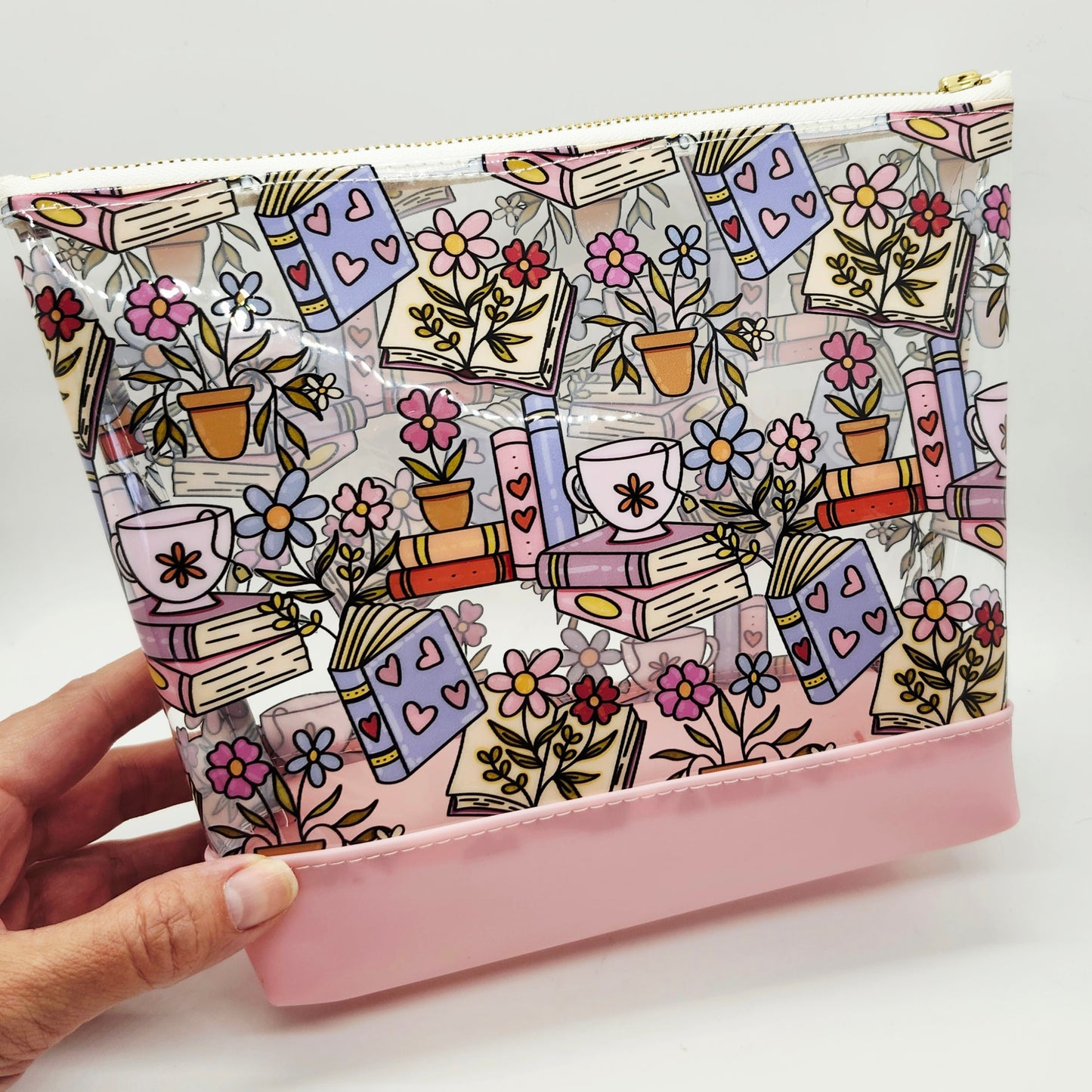 Dual Jelly + Printed Vinyl Standing Zippered Bag