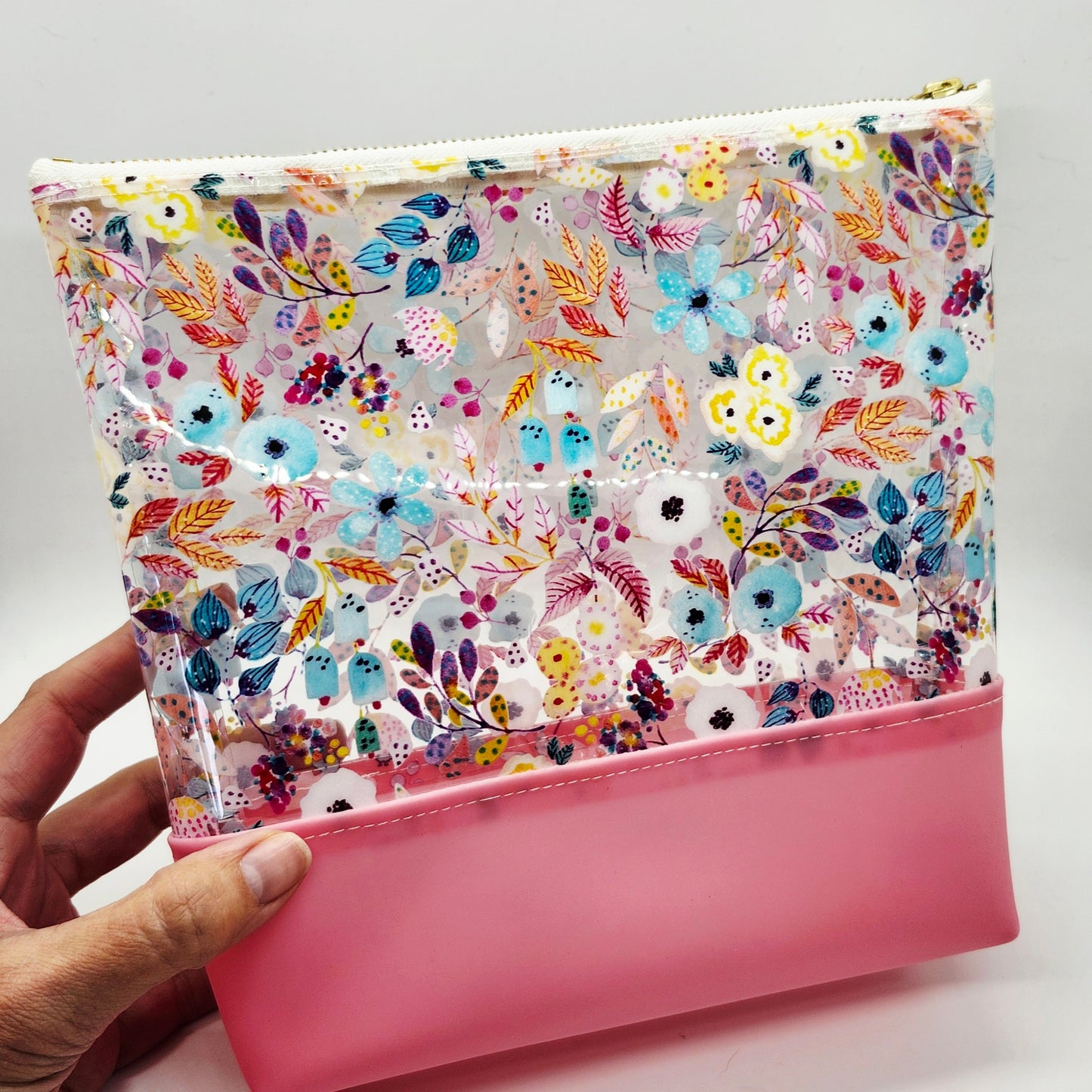 Dual Jelly + Printed Vinyl Standing Zippered Bag