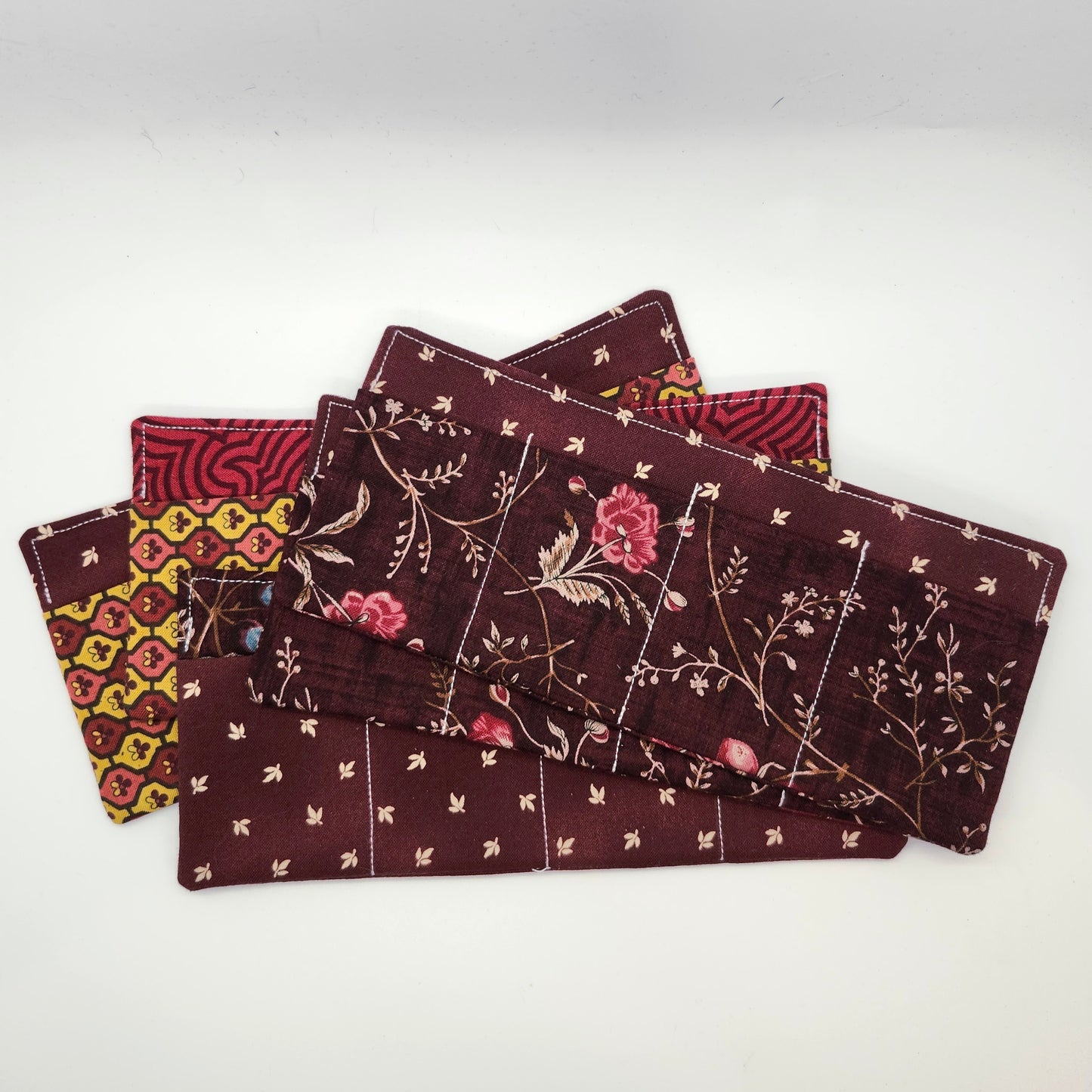Garnet Brown and Wine Red Padded Insert, Lipstick & Bottle Holder, Travel Pocket Organizer