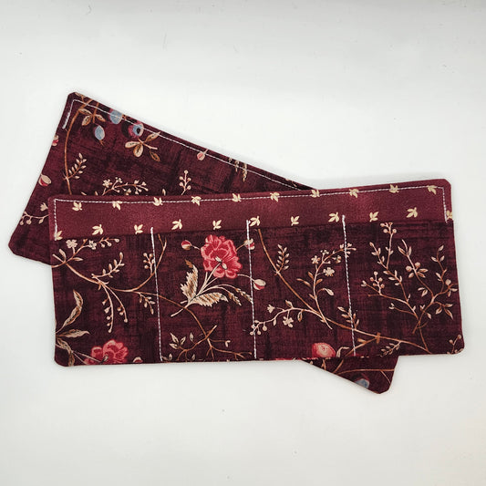 Garnet Brown and Wine Red Padded Insert, Lipstick & Bottle Holder, Travel Pocket Organizer
