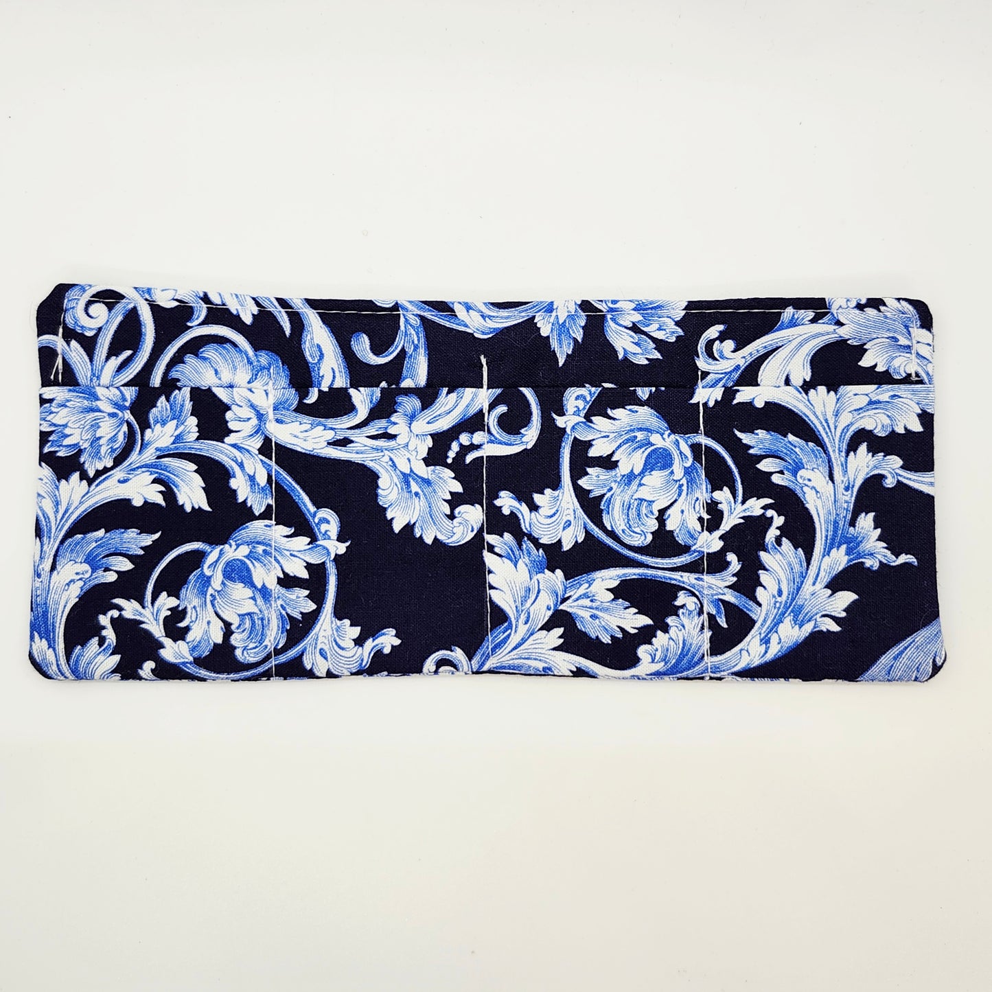 Blue Botanical Flourish Padded Insert, Lipstick & Bottle Holder, Travel Pocket Organizer