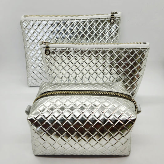 Precious Metals Zip Bag Set, Silver Screen