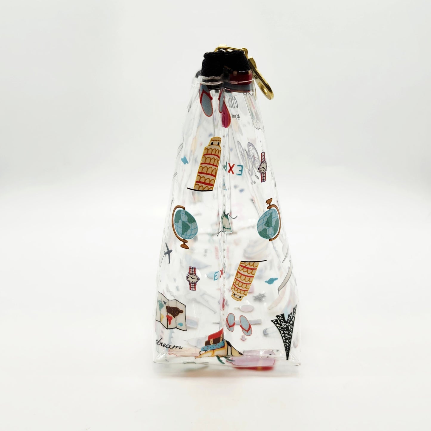 Travel Icons Clear Print Standing Vinyl Bag