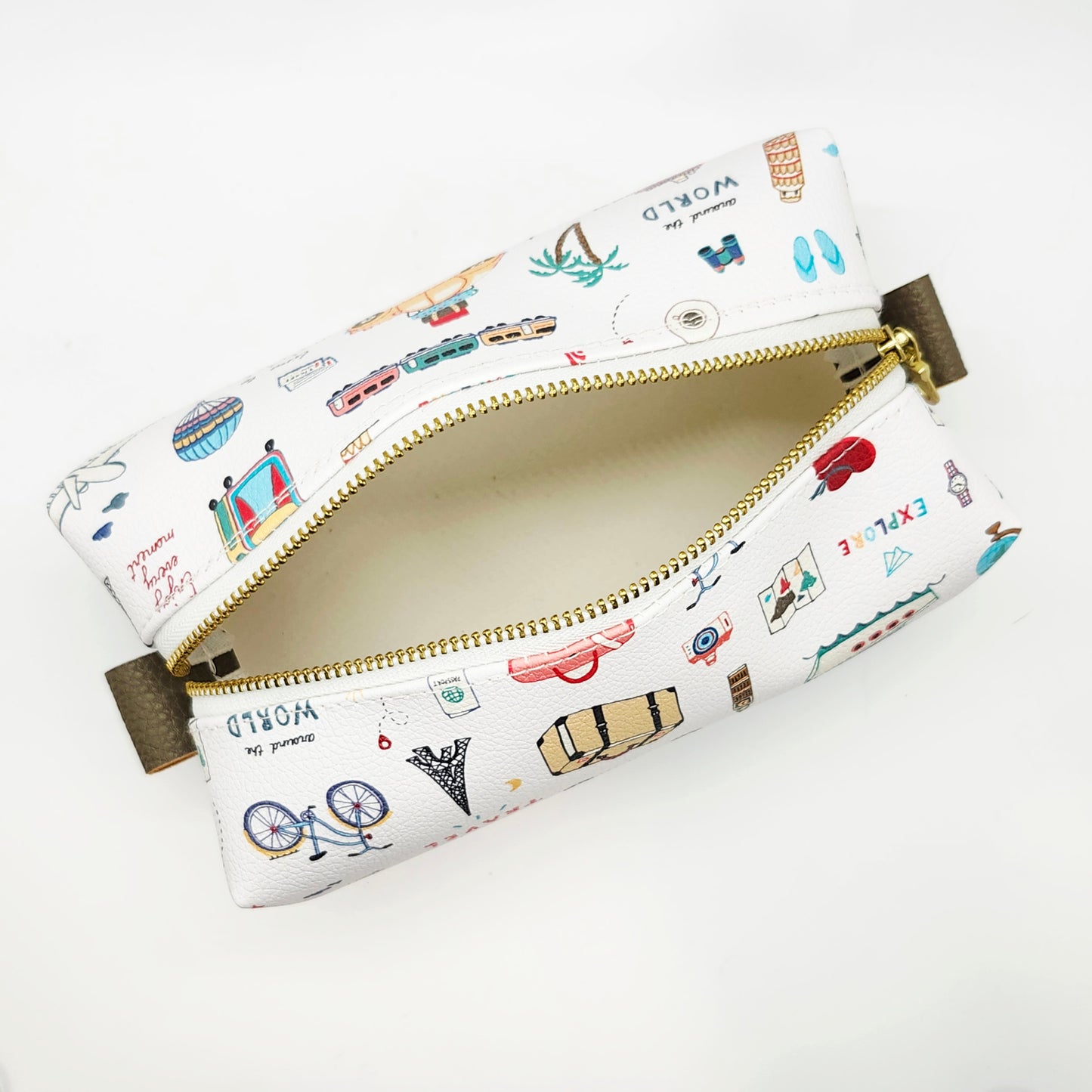 Travel Icons Clear Print Boxy Vinyl Bag