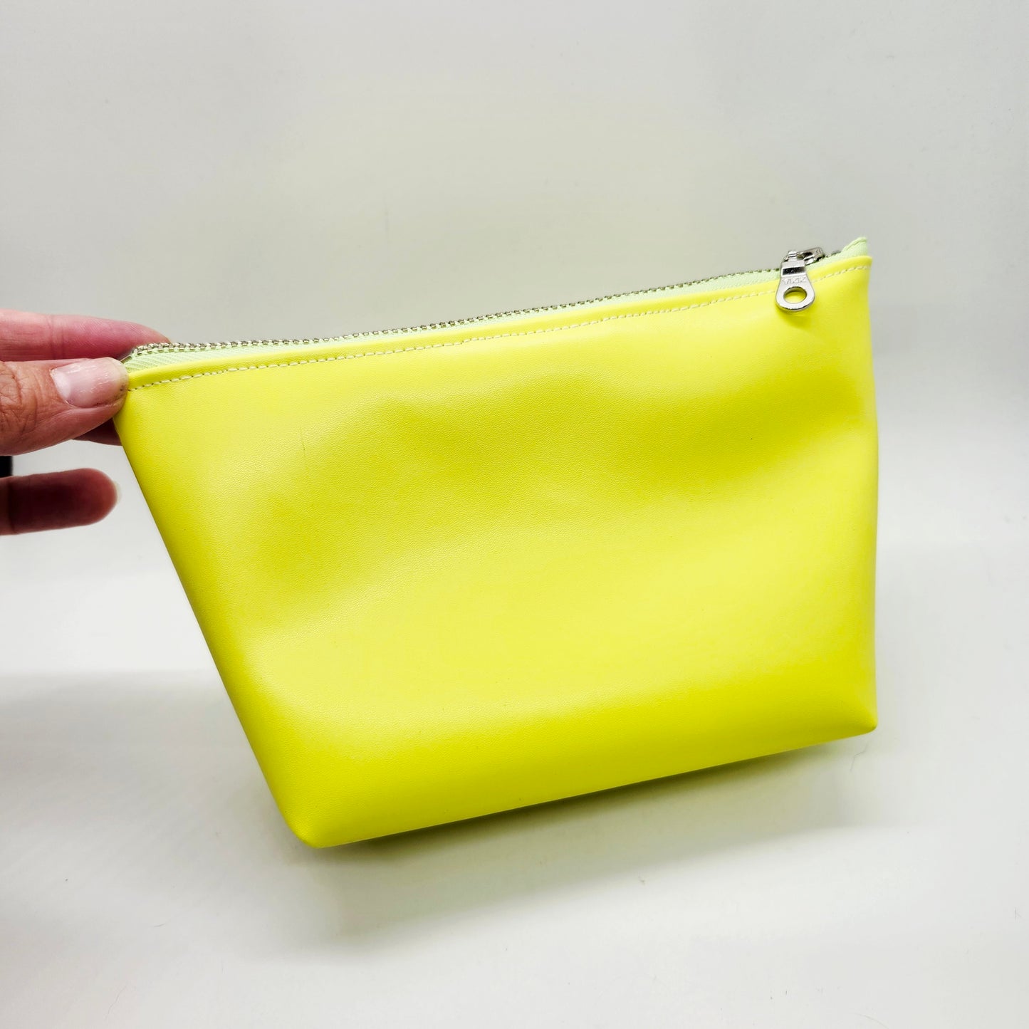 Smooth Faux Leather Stand Up Zip Bag, Neon Edition
