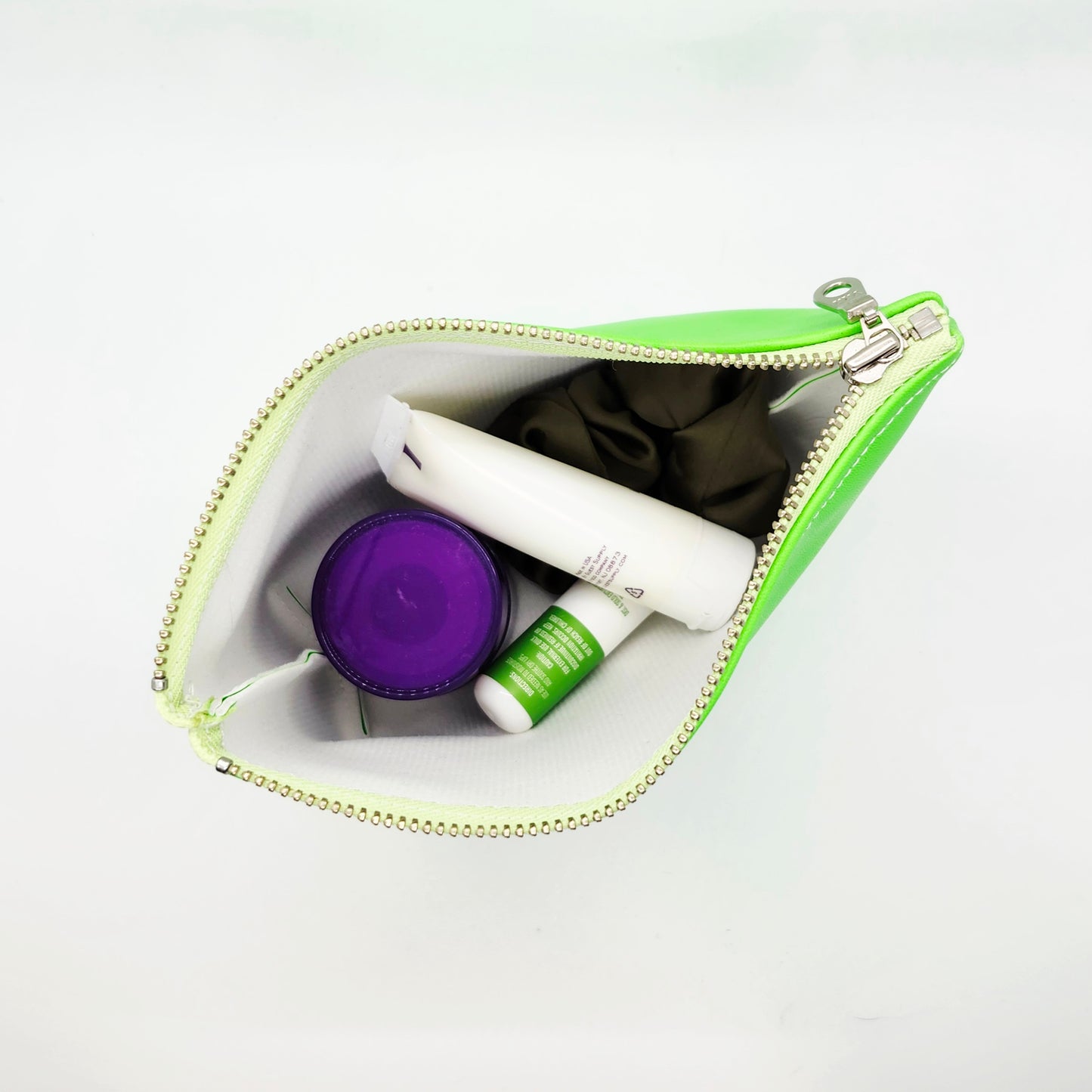 Smooth Faux Leather Stand Up Zip Bag, Neon Edition
