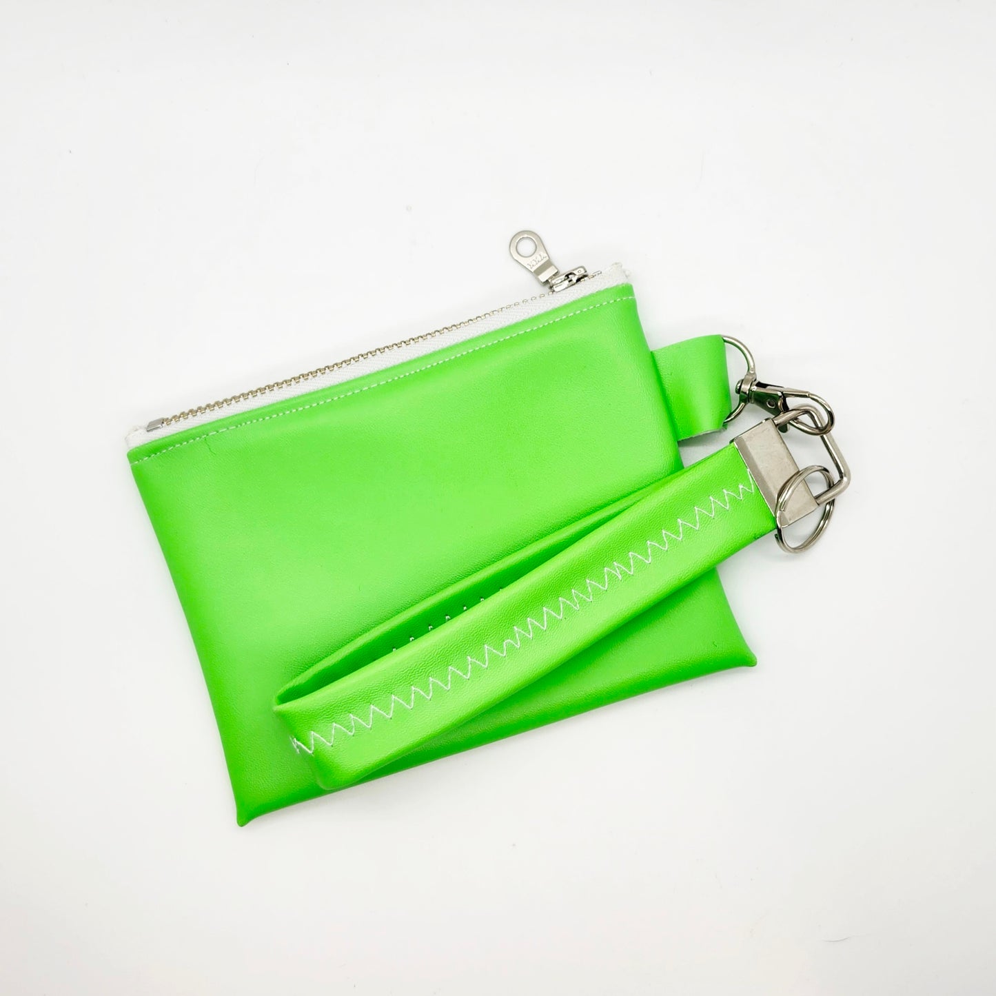 Neon Green Wristlet with Key Fob Accessory