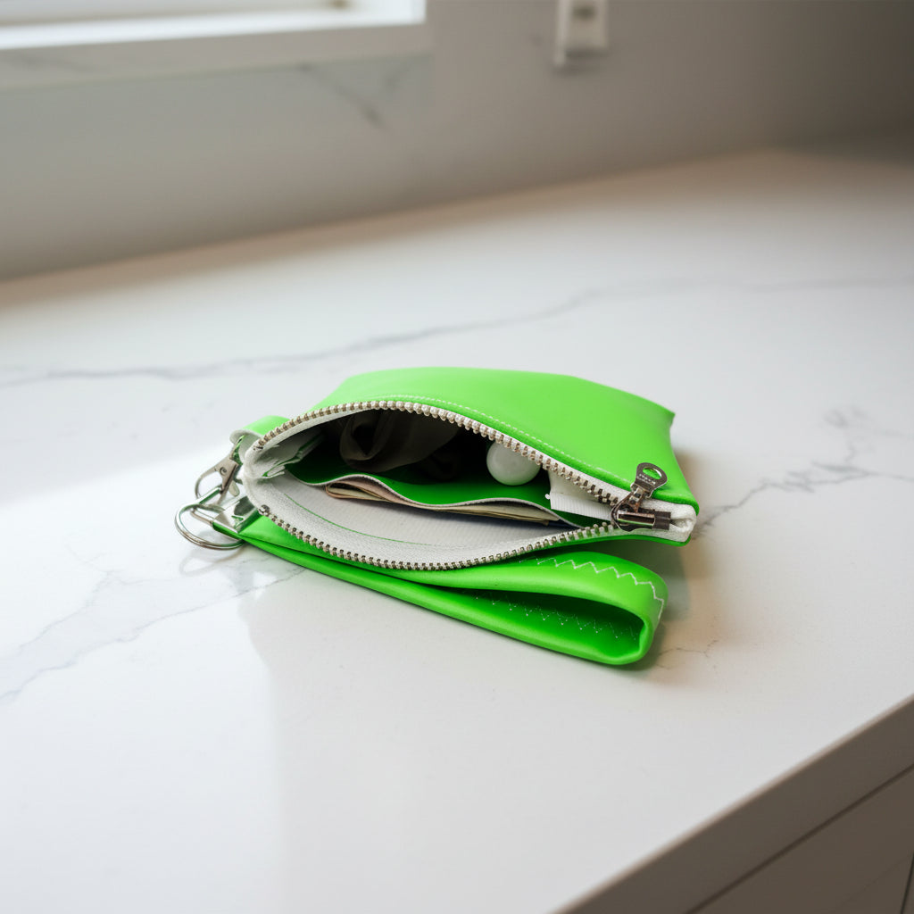 Neon Green Wristlet with Key Fob Accessory