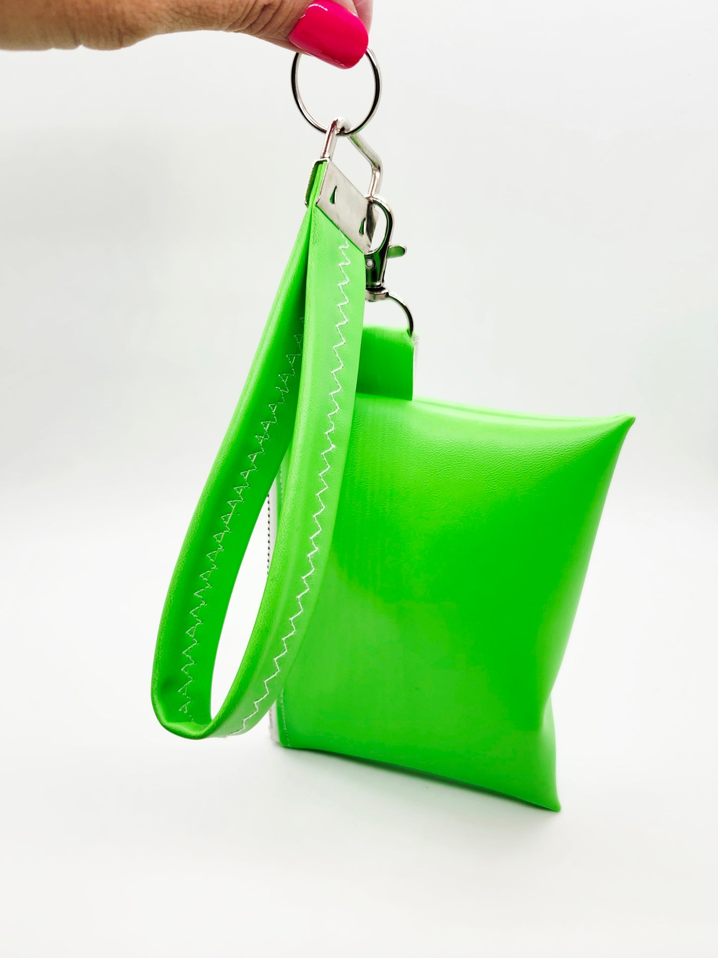 Neon Green Wristlet with Key Fob Accessory