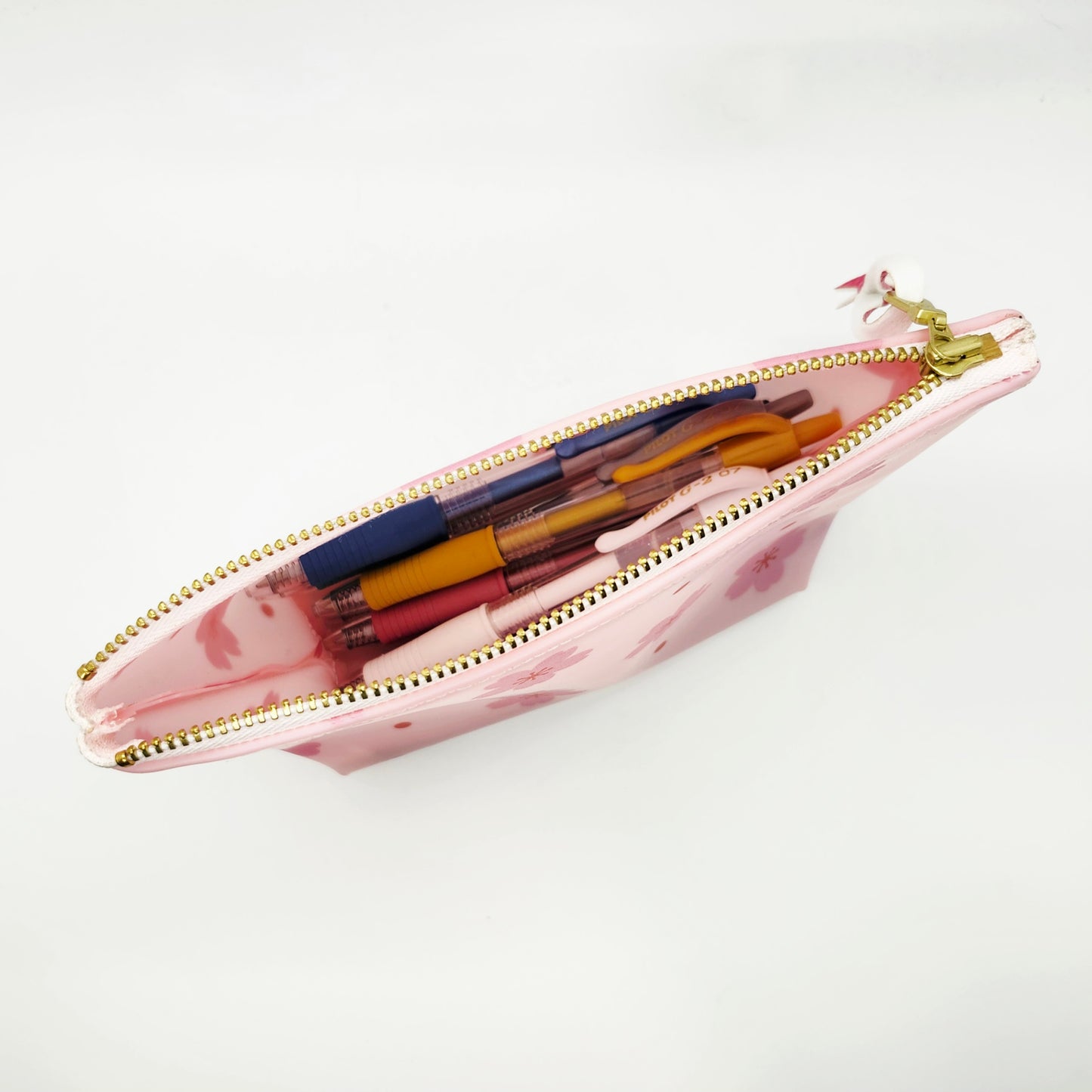 Pink Sakura Blossom Jelly Vinyl Standing Zipper Pouch