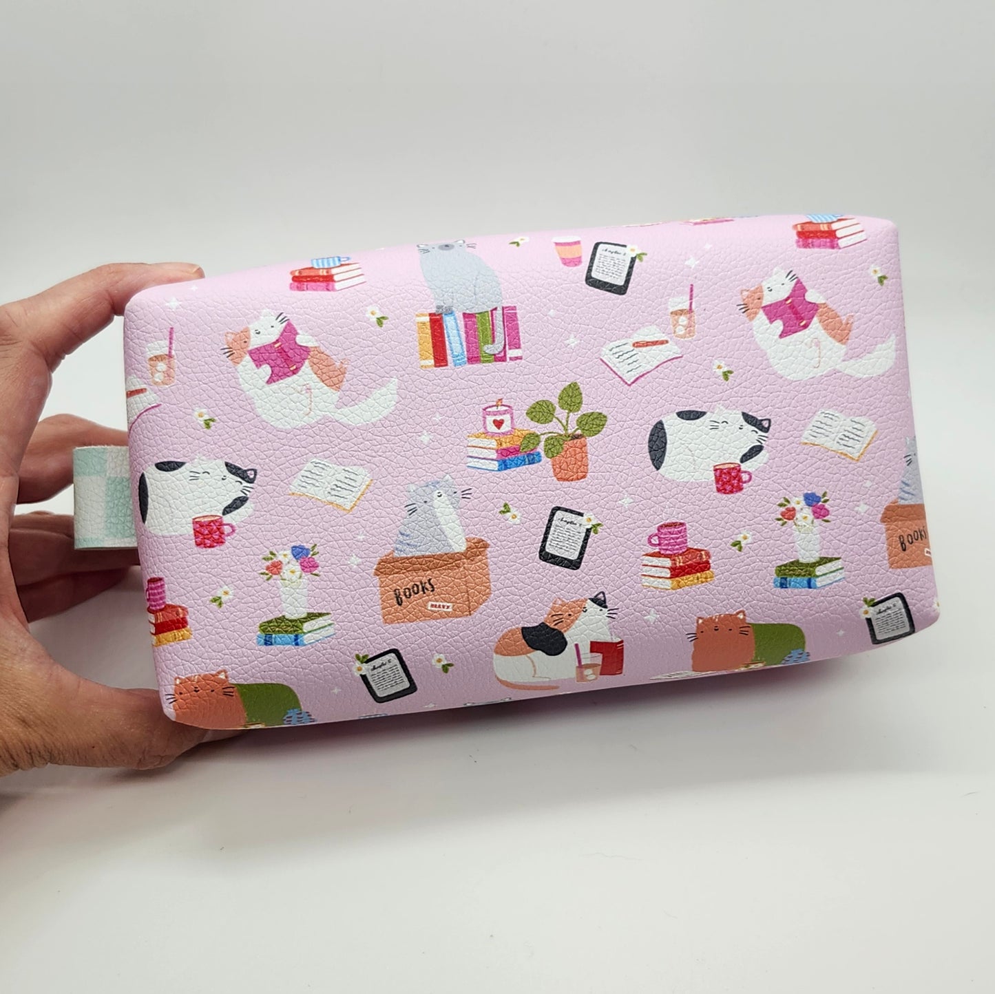 Reading with Cats Large Boxy Vinyl Bag
