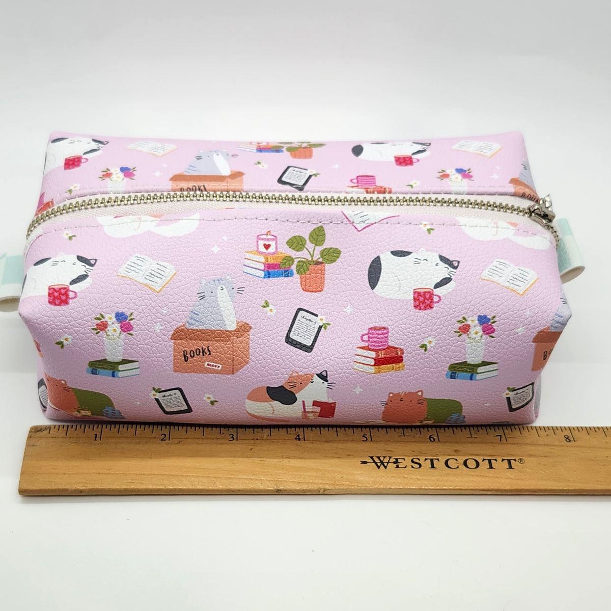 Reading with Cats Large Boxy Vinyl Bag