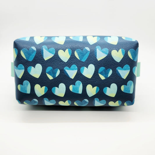 Teal Hearts Large Boxy Vinyl Bag