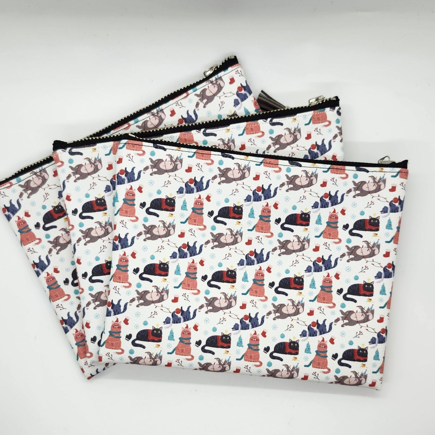 Smooth Faux Leather Flat Zip Bag, Holiday Editions