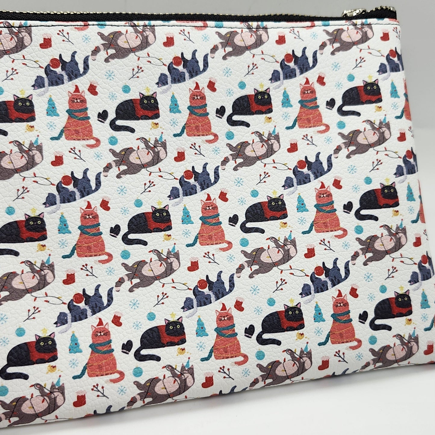 Smooth Faux Leather Flat Zip Bag, Holiday Editions