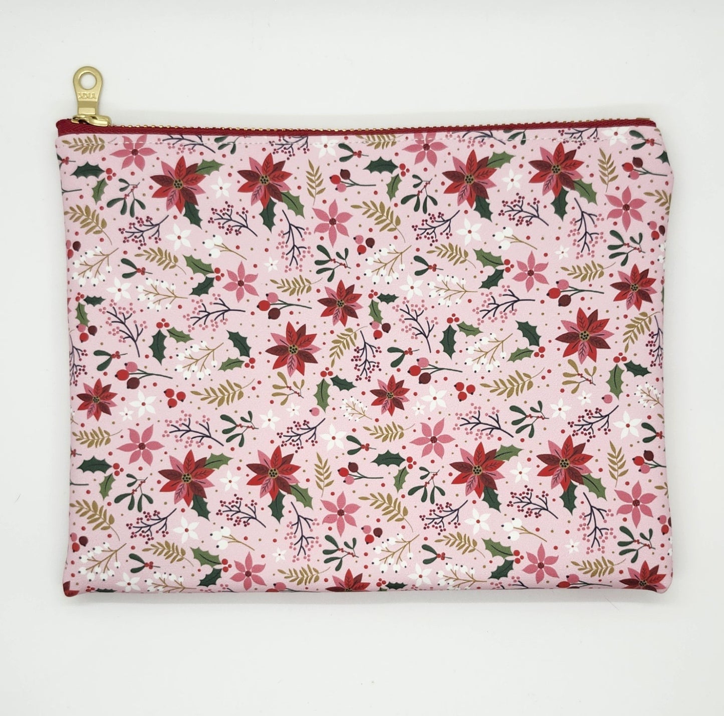 Smooth Faux Leather Flat Zip Bag, Holiday Editions